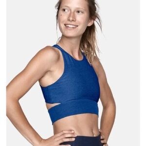 Outdoor Voices Slashback Textured Compression Crop Tank Deep Sea Blue XS